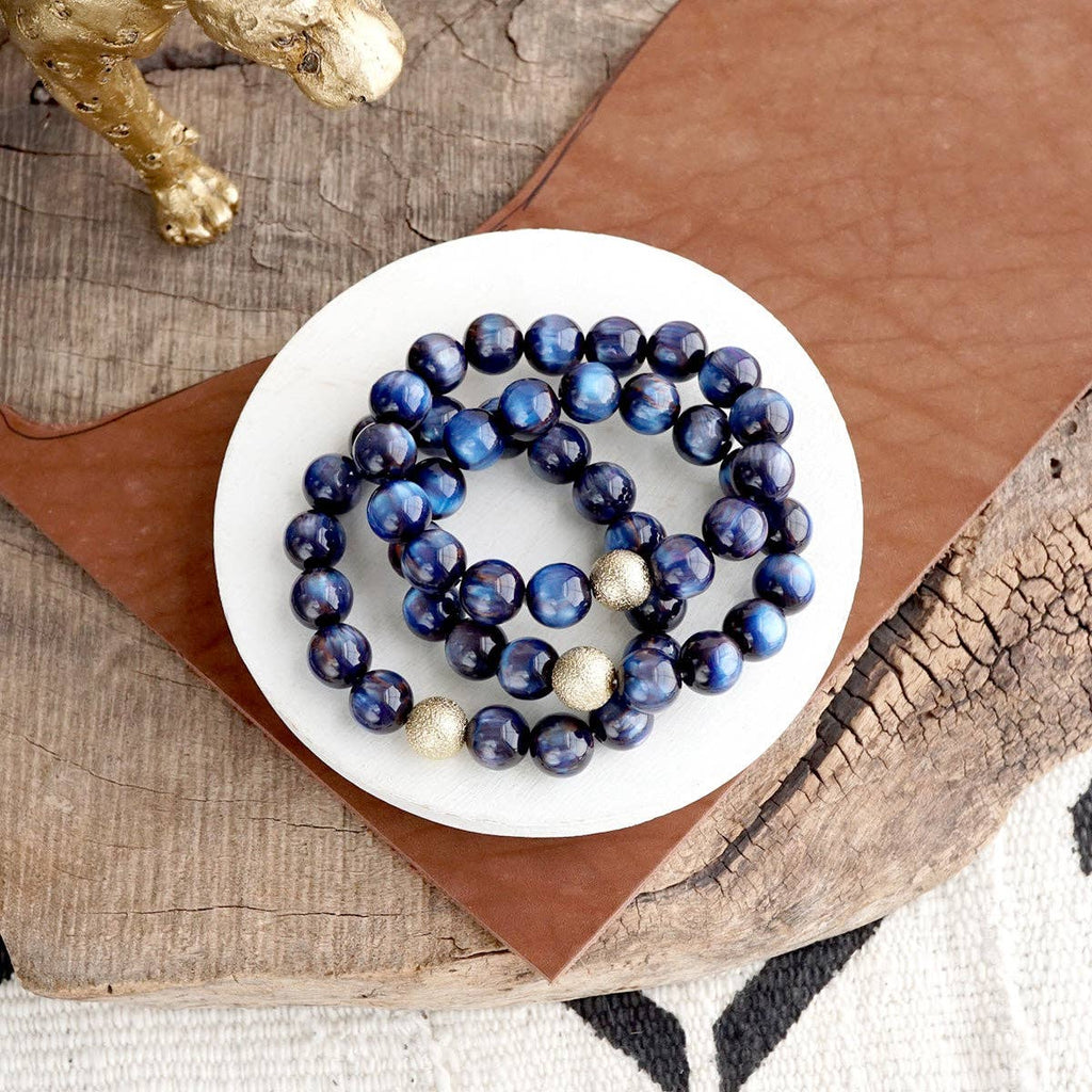 Chunky Beaded Stretch Bracelet Set – Fall Glow: Peacock