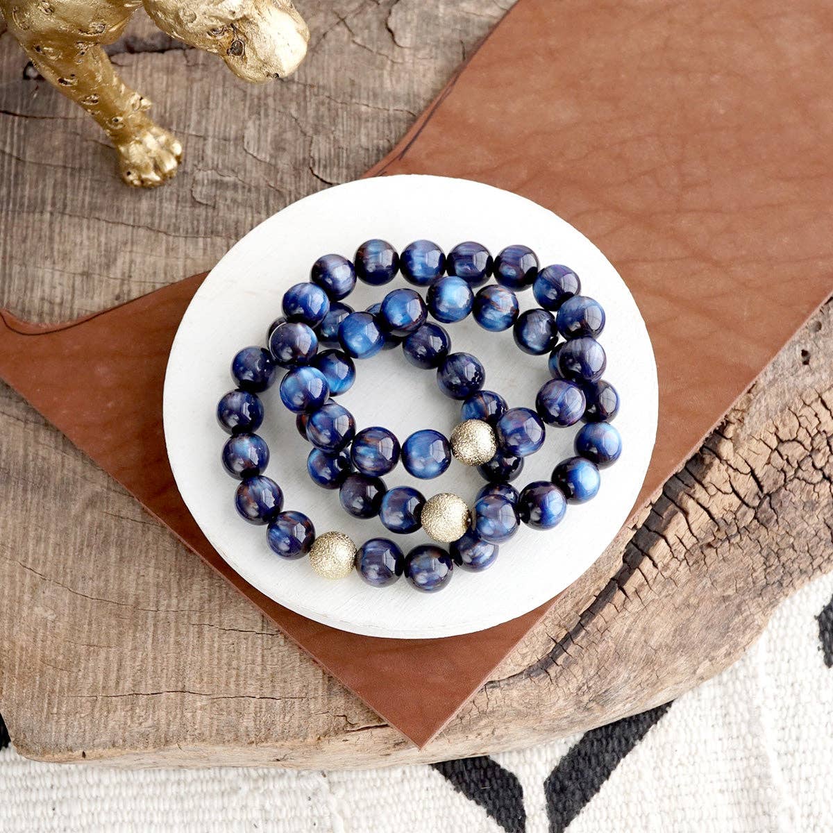Chunky Beaded Stretch Bracelet Set – Fall Glow: Peacock