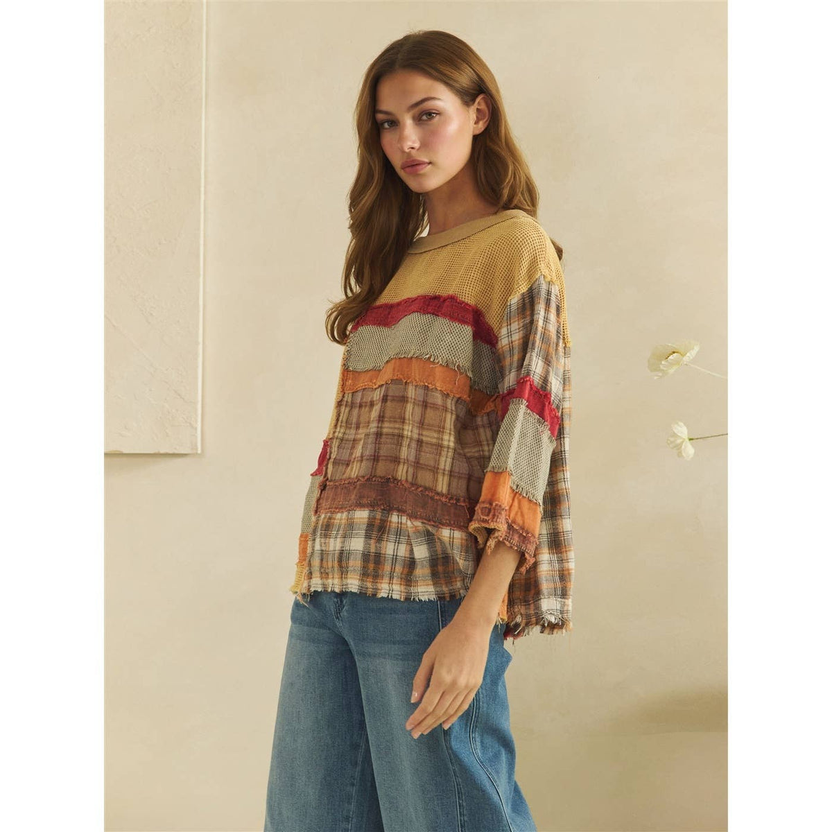 Oli&Hali - WASHED FABRIC MIX COLOR BLOCK TOP