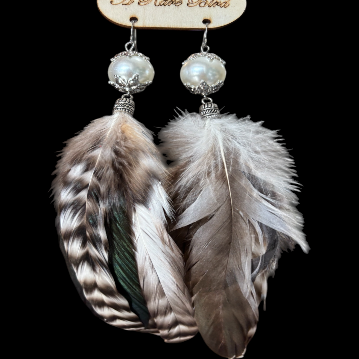 A Rare Bird-Natural Pearl Feather Earrings-Boho Boutique