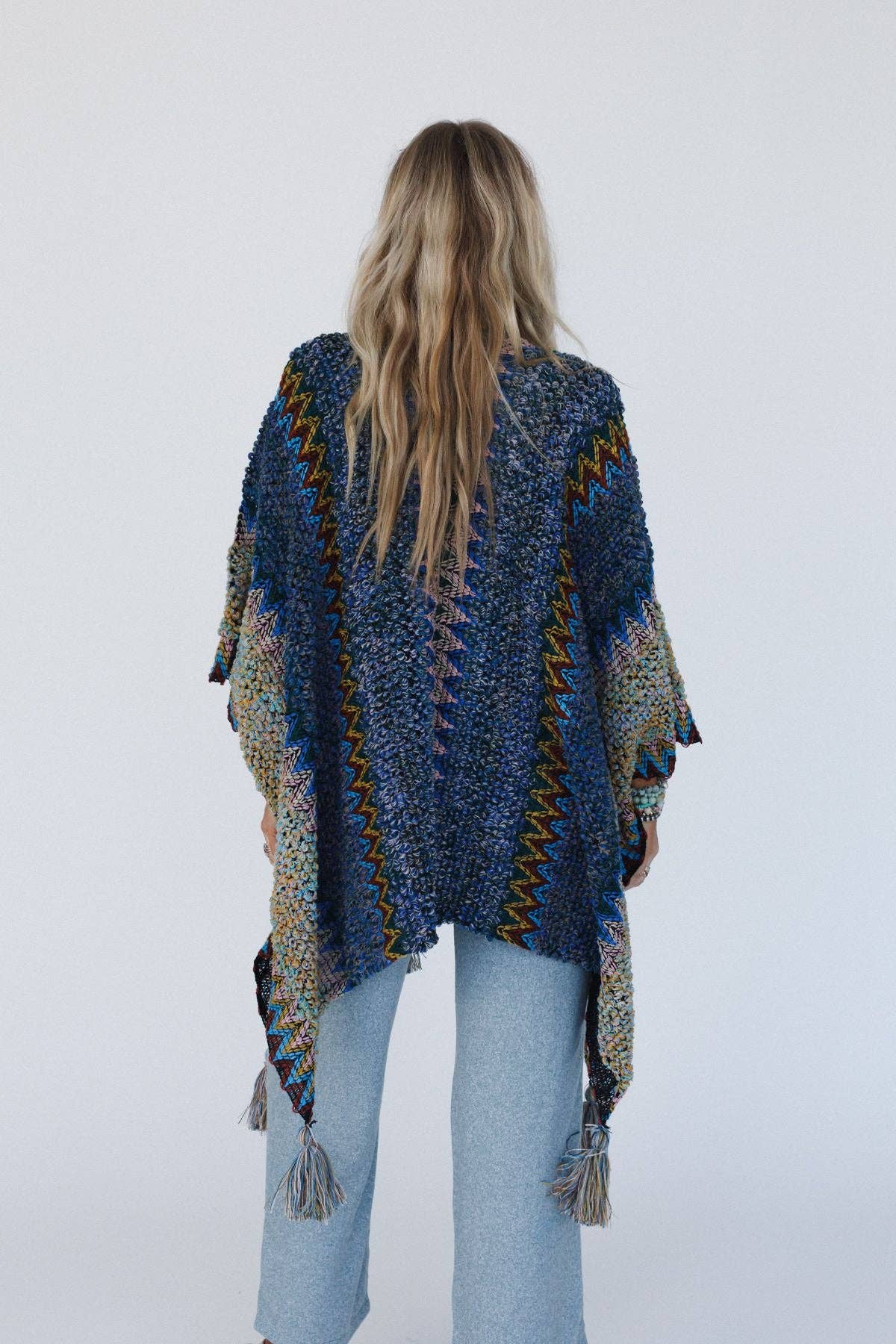 Desert Dreams Crochet Ruana - Cobalt-Boho Boutique Wrap