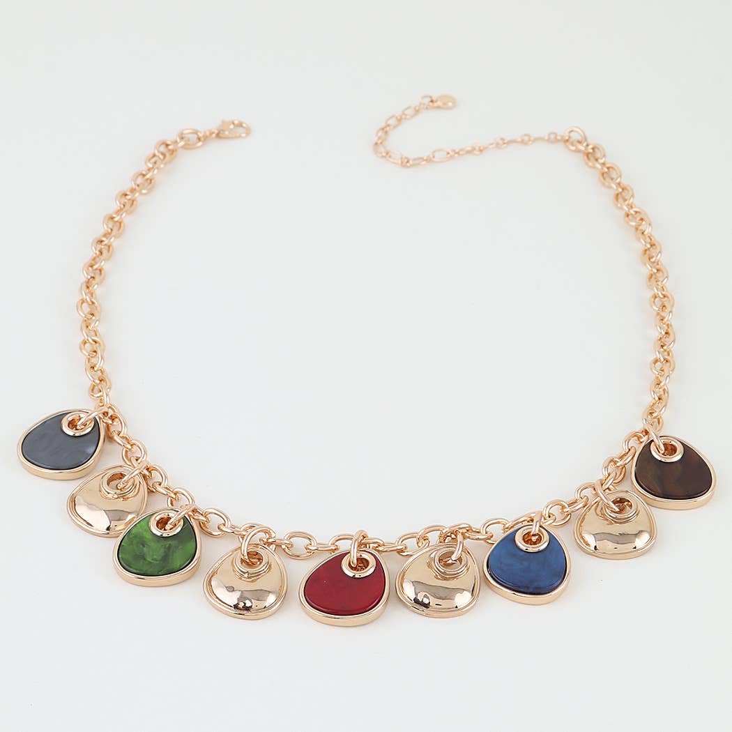 Marble Stone Scale Charm Necklace: GMT