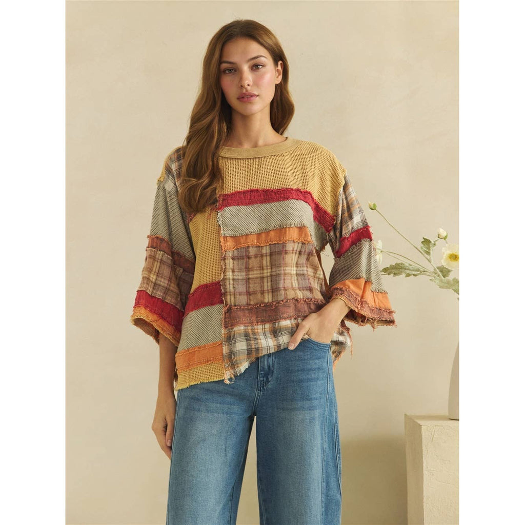 Oli&Hali - WASHED FABRIC MIX COLOR BLOCK TOP