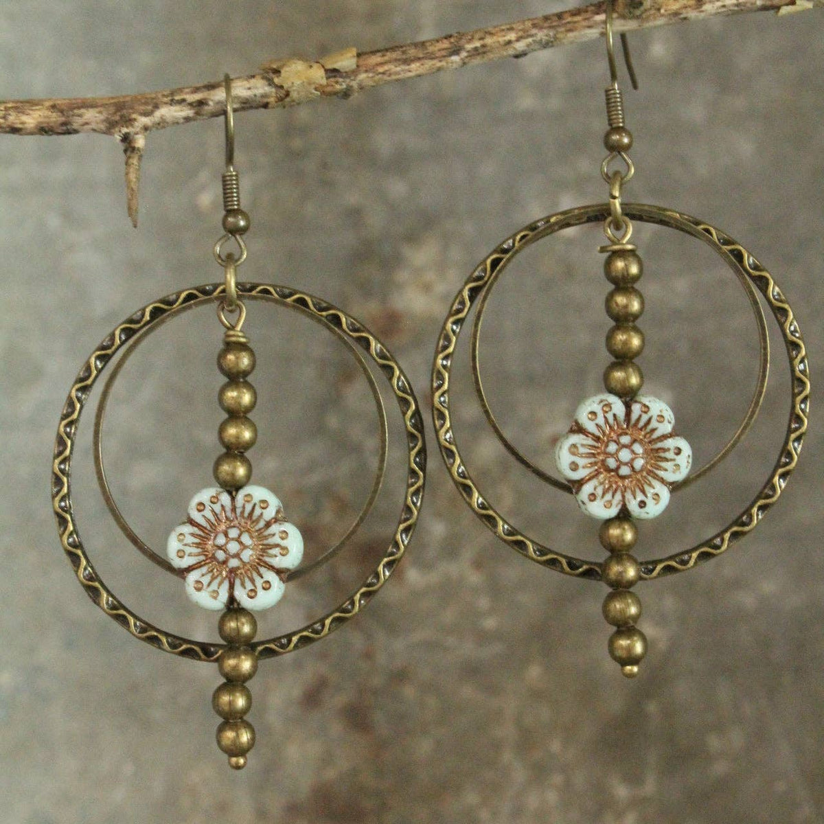 Picasso Wildflower Powder Blue Glass Bead Earrings-Boho Boutique Earrings