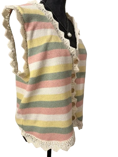 Striped Crochet Vest – Pastel Lace Edition