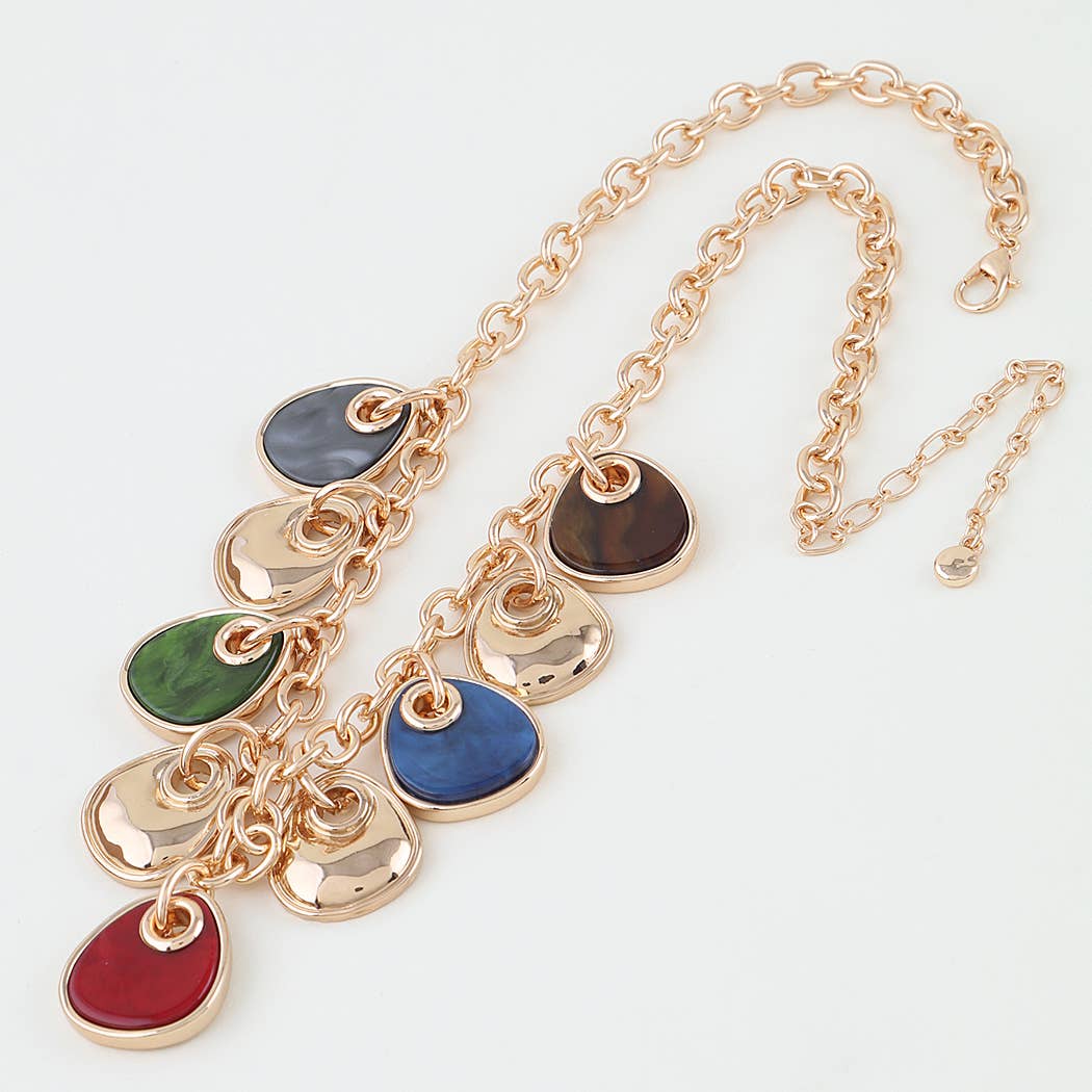 Marble Stone Scale Charm Necklace: GMT