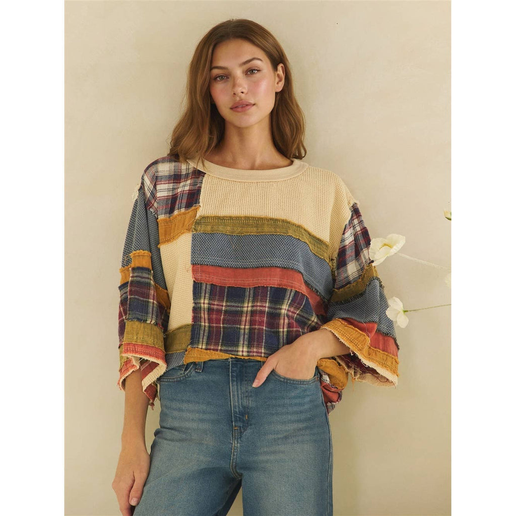 Oli&Hali - WASHED FABRIC MIX COLOR BLOCK TOP