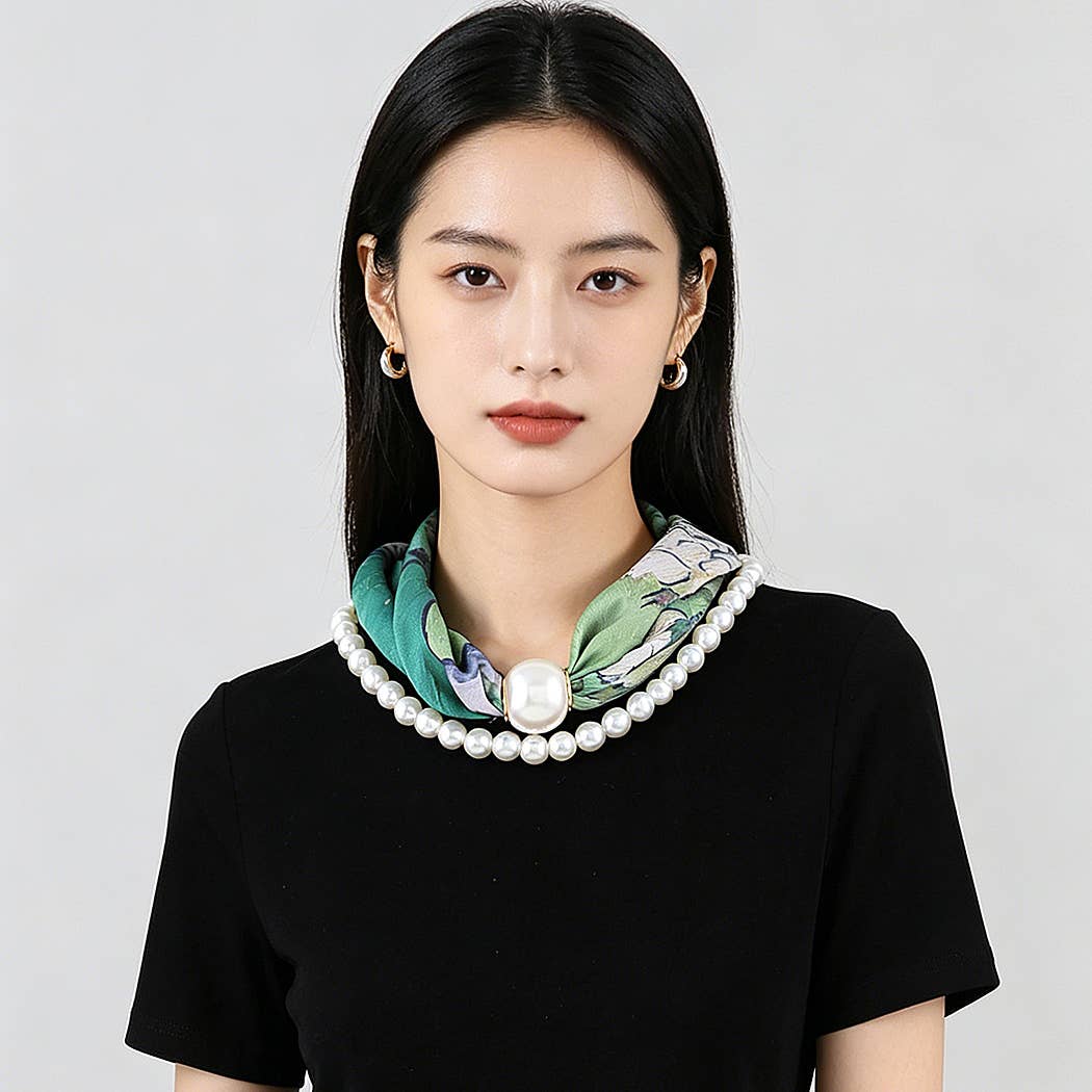 Azure Silk and Pearl Harmony Necklace