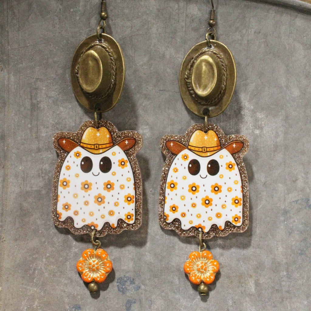 👻Howdy Ghost Dangle Earrings – Western Boho Edition-Boho Boutique Earrings