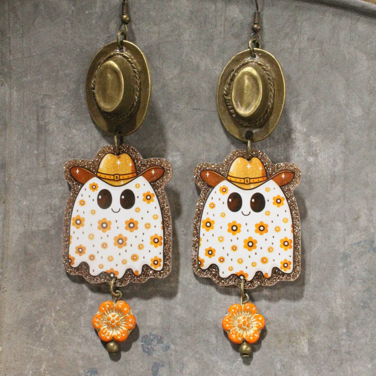 👻Howdy Ghost Dangle Earrings – Western Boho Edition-Boho Boutique Earrings