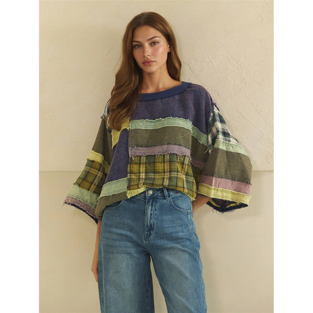 Oli&Hali - WASHED FABRIC MIX COLOR BLOCK TOP