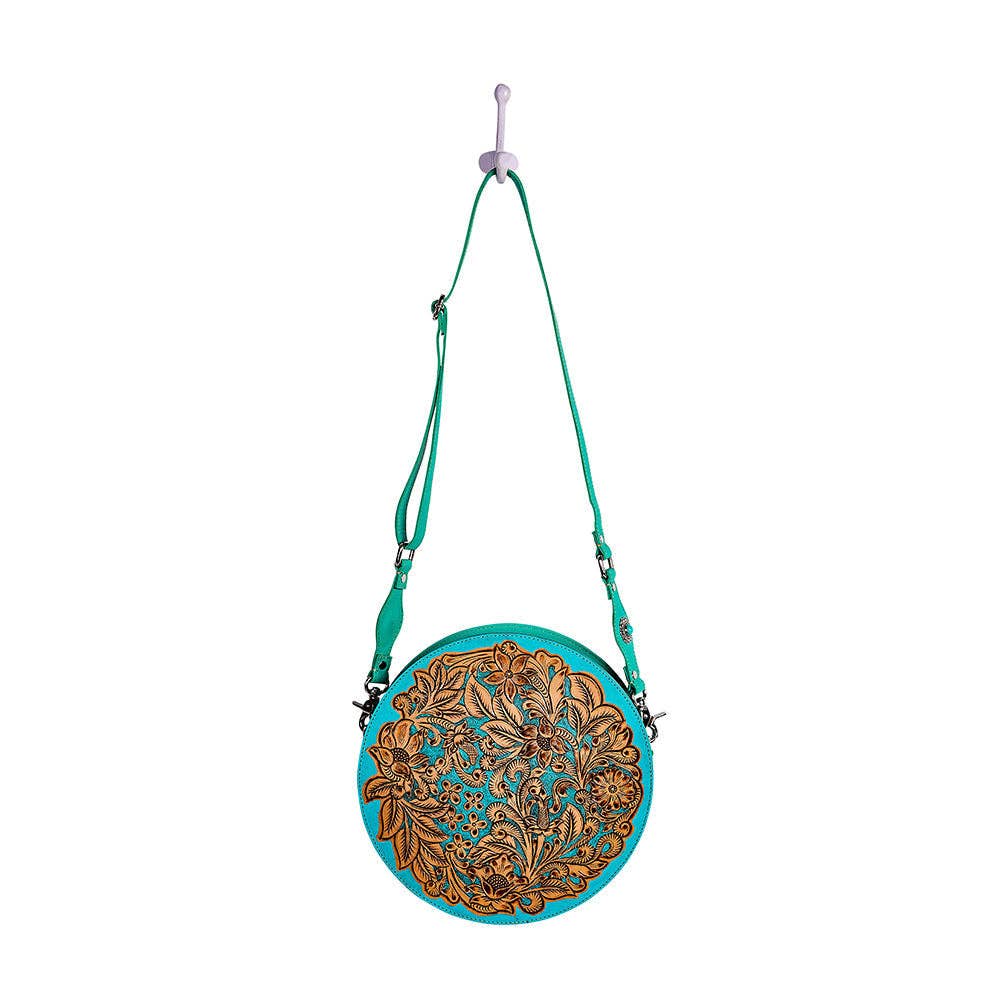 Myra Bag - Cimarron Bluff Hand-tooled Round Bag
