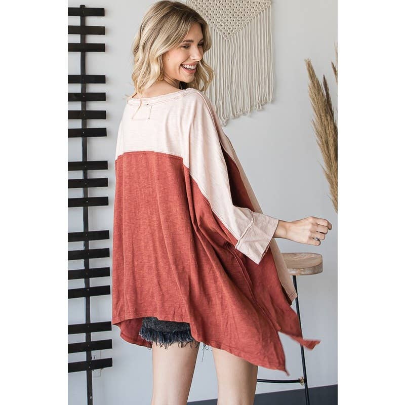 Oli&Hali - MINERAL WASHED COLOR BLOCK DETAIL LOOSE TEE