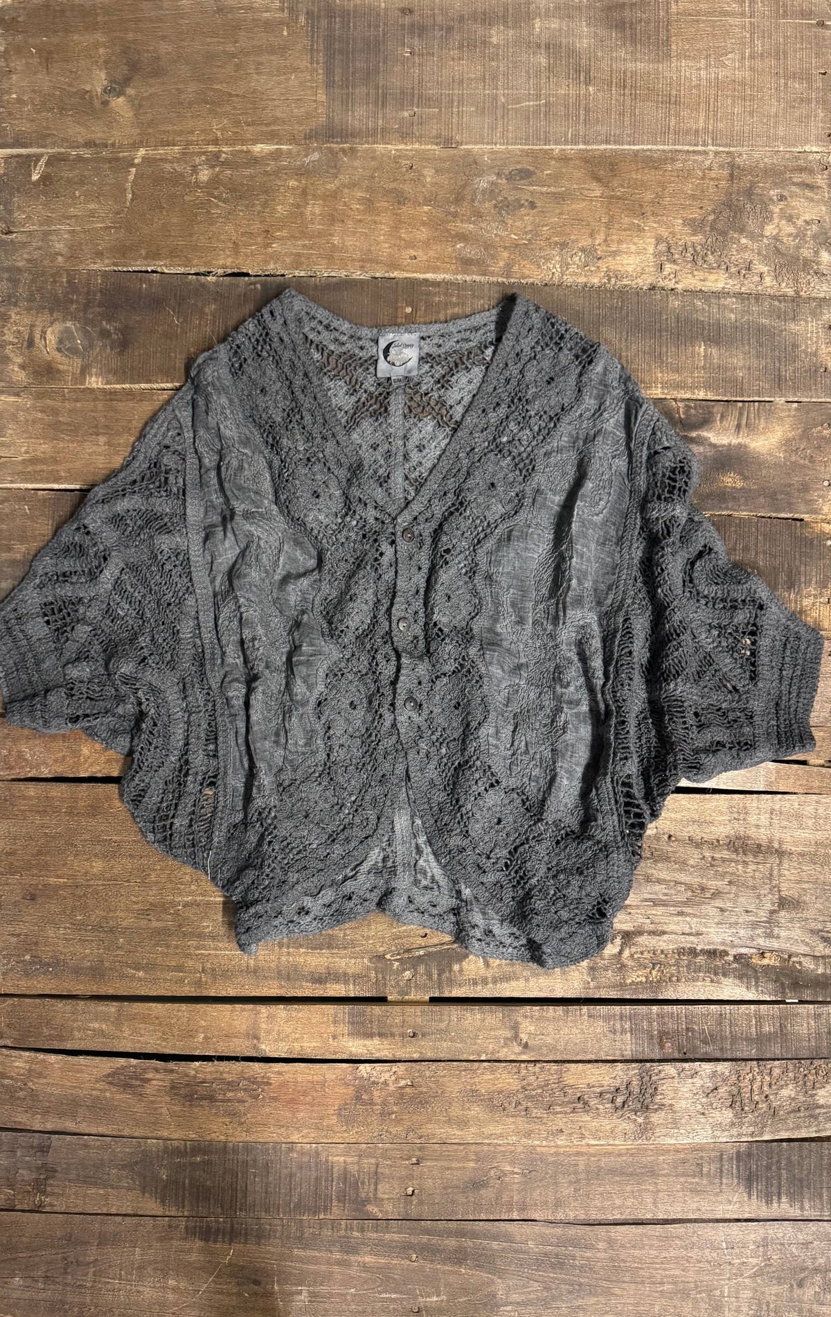 Crinkled Cotton Top – Charcoal Boho Oversized Tunic | Boho Boutique Clothing