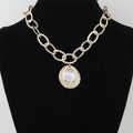 Hammered Pearl Disc Chain Necklace: GCR
