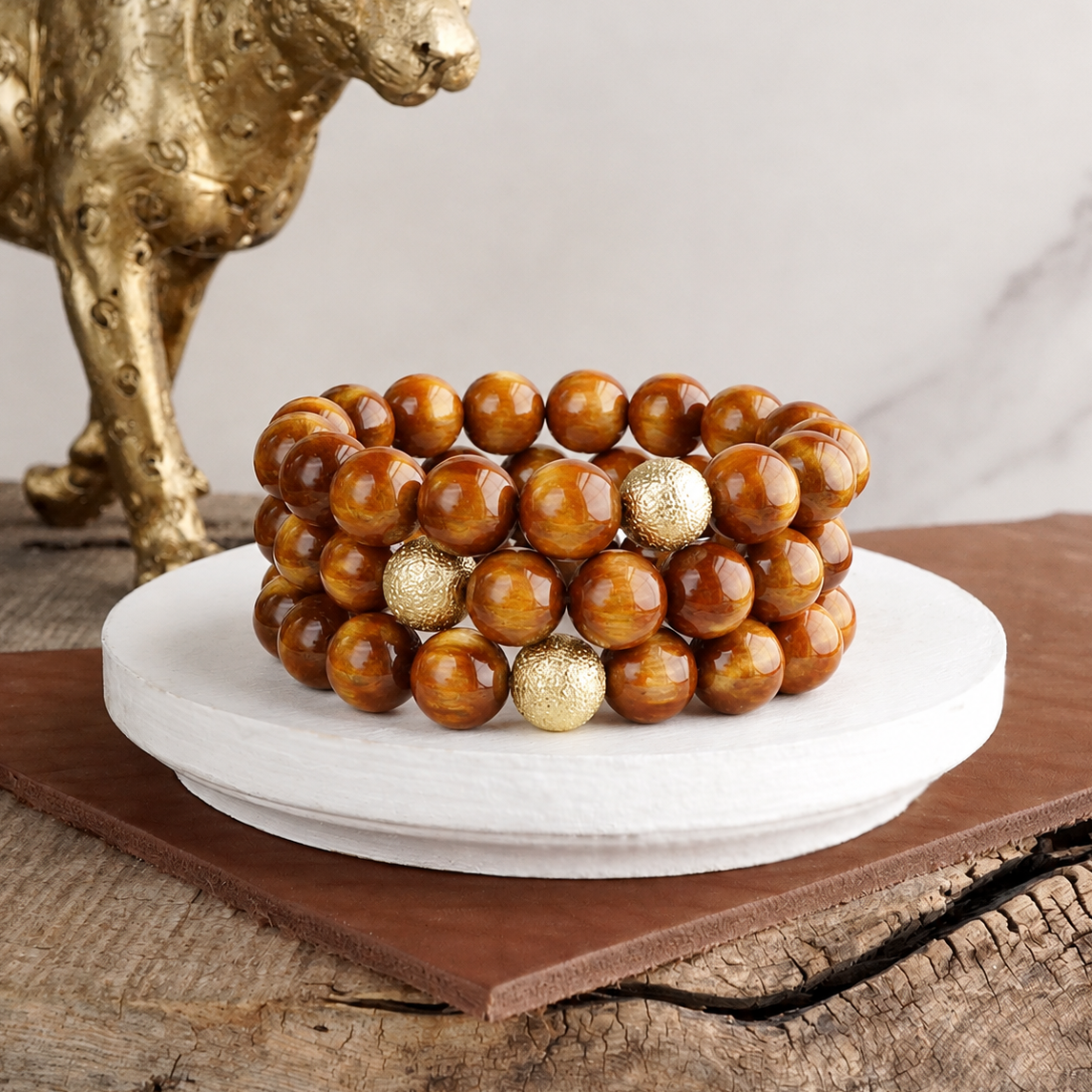 Chunky Beaded Stretch Bracelet Set – Fall Glow: Peacock