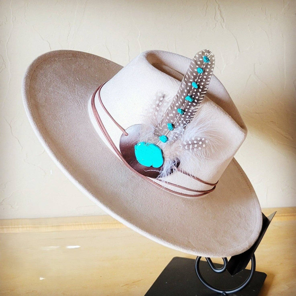 The Jewelry Junkie Turquoise Feather Hat Band – Western Boho Cowgirl Hat Accessory | Boho Boutique Clothing