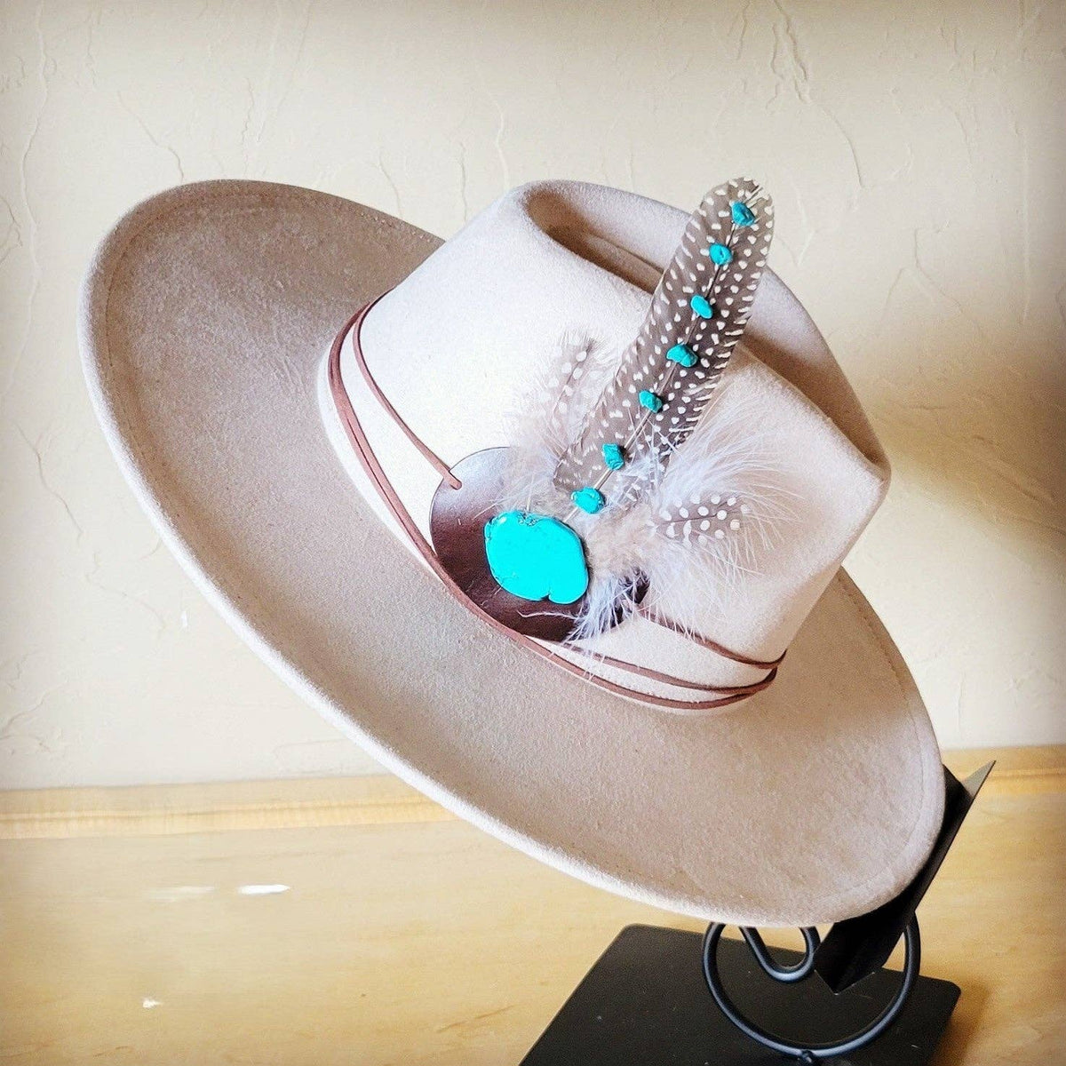The Jewelry Junkie Turquoise Feather Hat Band – Western Boho Cowgirl Hat Accessory | Boho Boutique Clothing