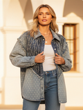 A Rare Bird Polka Dot, Quilted Denim Jacket Boho Boutique Clothing