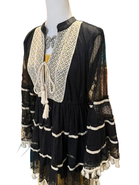 Lace Tassel Top – Midnight Elegance