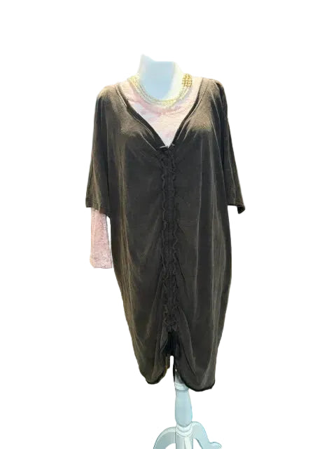 Ruche Midi Dress – Charcoal Drift