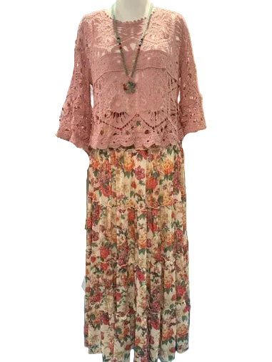 Vintage Floral Maxi Skirt – Garden Whispers