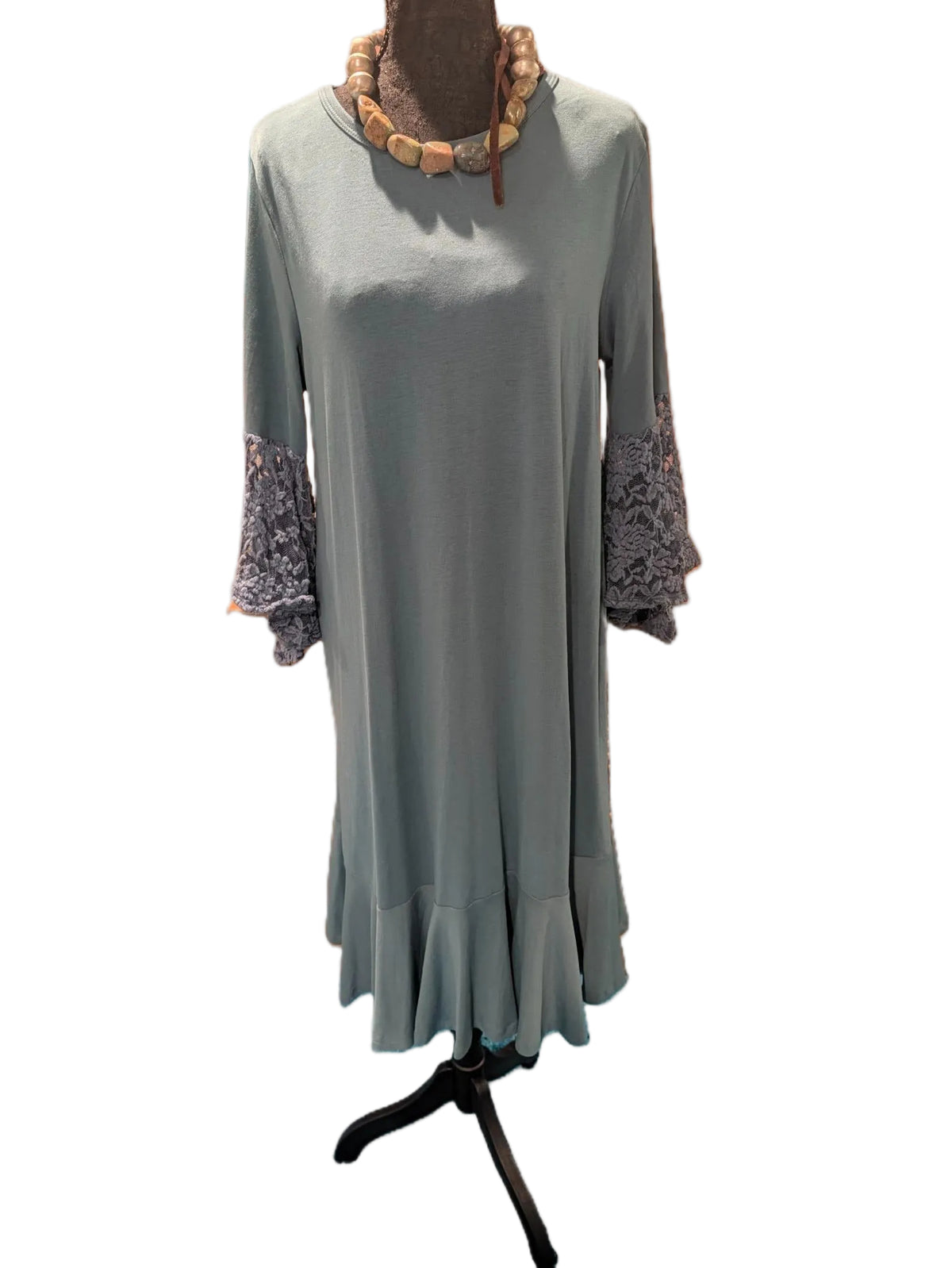 Lace Cuff Dress – Misty Sage