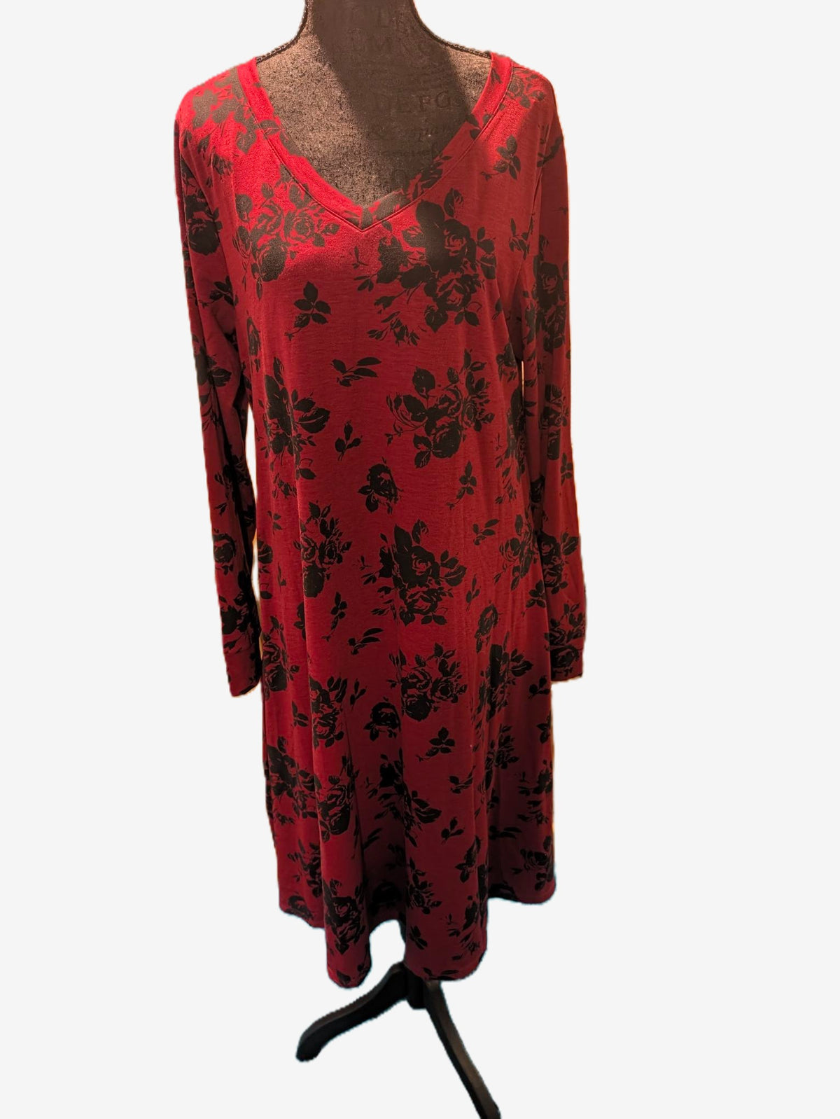 LuLaRoe Floral Swing Dress – Crimson Bloom