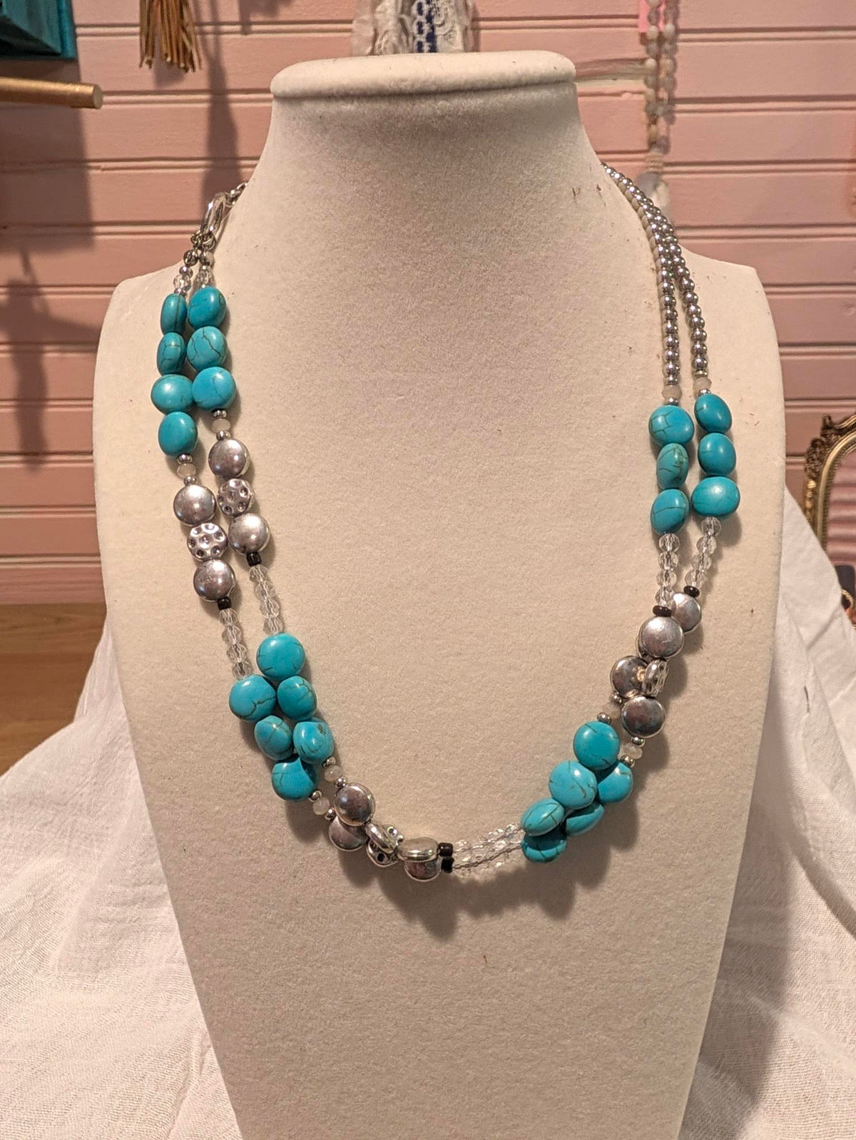 “Desert Layers” Turquoise Multi‑Strand Necklace