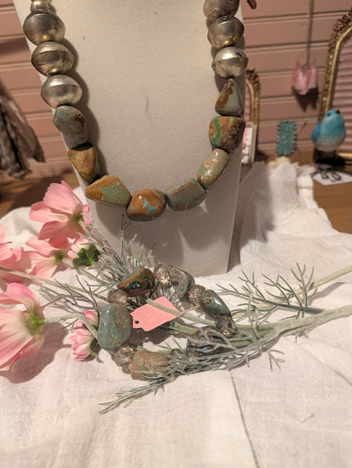 A Rare Bird Authentic Turquoise and Tibetan Bracelet-Boho Boutique Jewelry