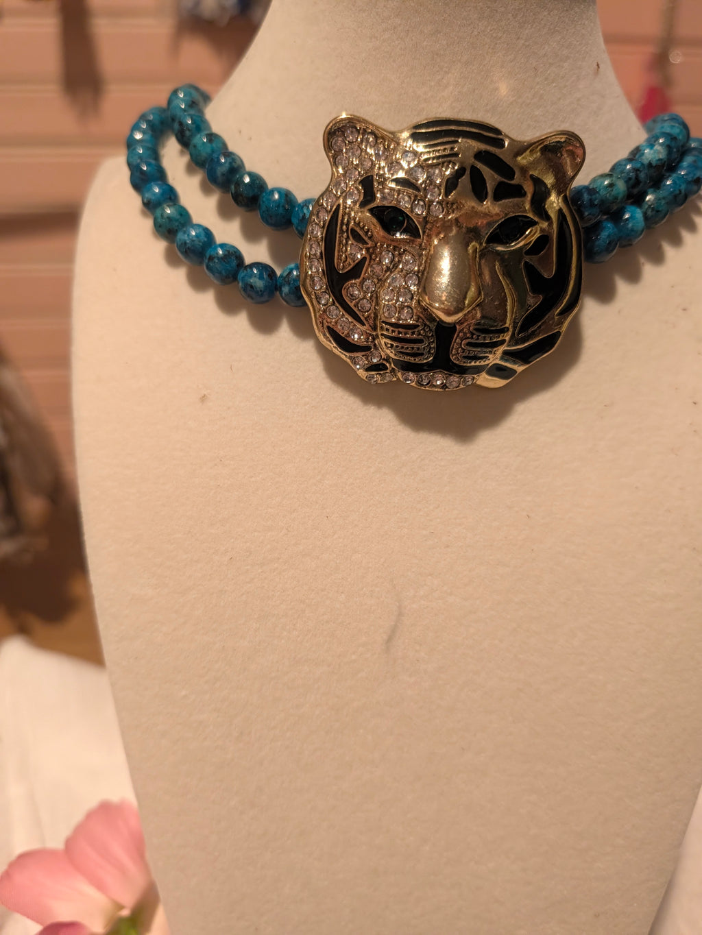 Asal Amazonite Tiger Statement Beaded Necklace-Boho Boutique Jewelry