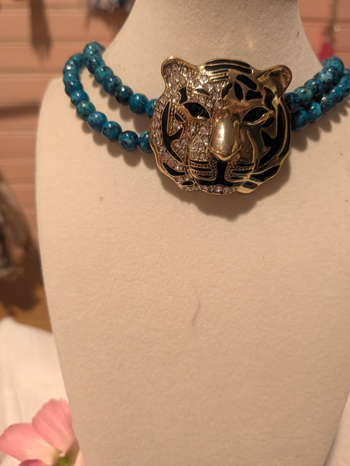 Asal Amazonite Tiger Statement Beaded Necklace-Boho Boutique Jewelry