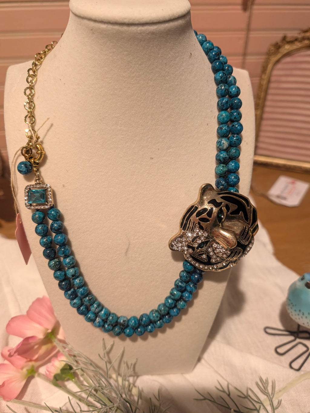 Asal Amazonite Tiger Statement Beaded Necklace-Boho Boutique Jewelry