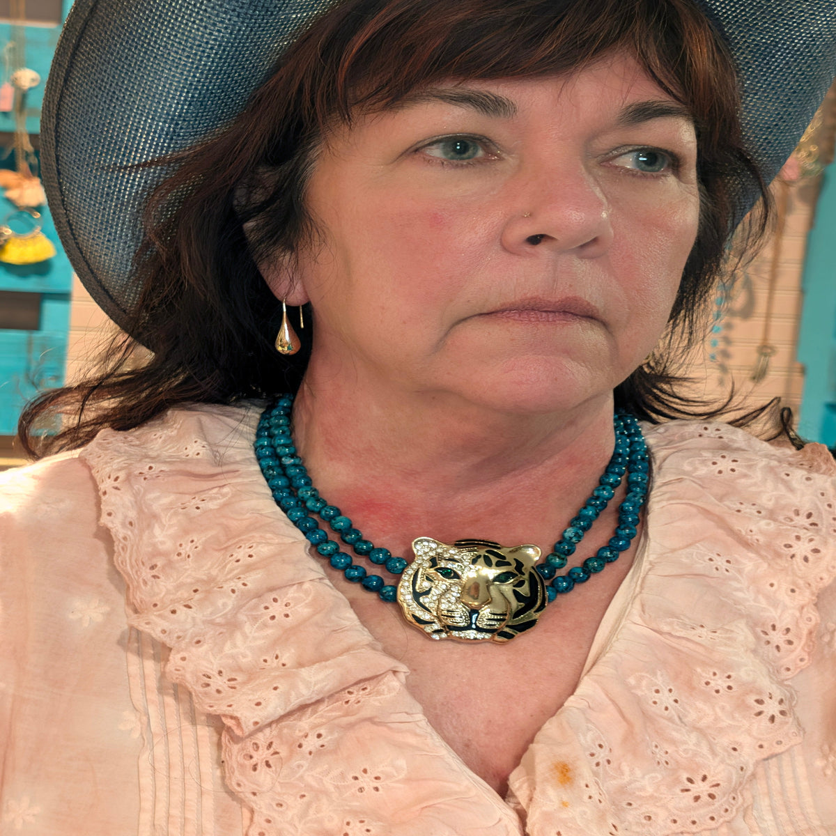 Asal Amazonite Tiger Statement Beaded Necklace-Boho Boutique Jewelry