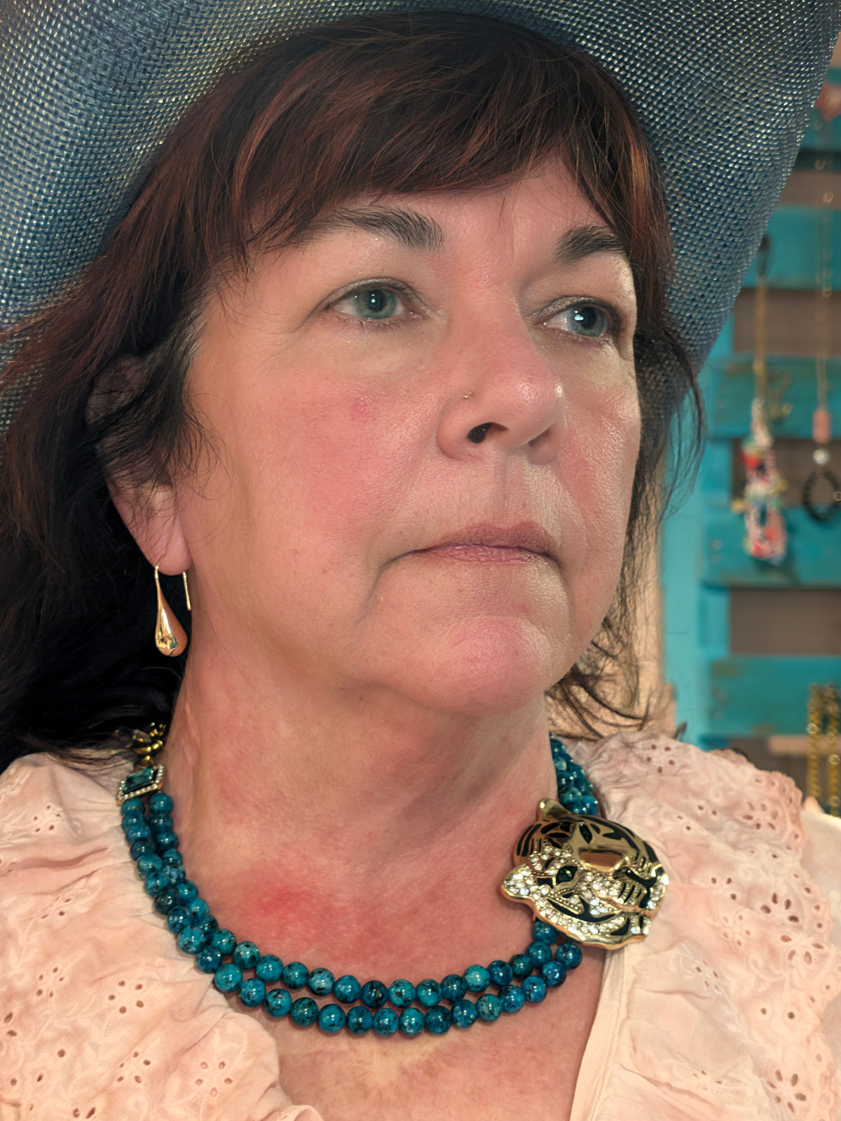 Asal Amazonite Tiger Statement Beaded Necklace-Boho Boutique Jewelry