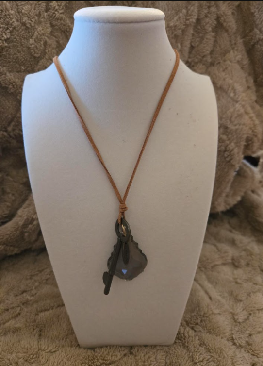 Boho Teardrop Charm Necklace on Suede Cord