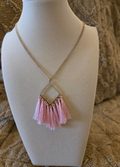 Pink Tassel Diamond‑Frame Pendant Necklace