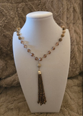Brown Beaded Tassel Pendant Necklace
