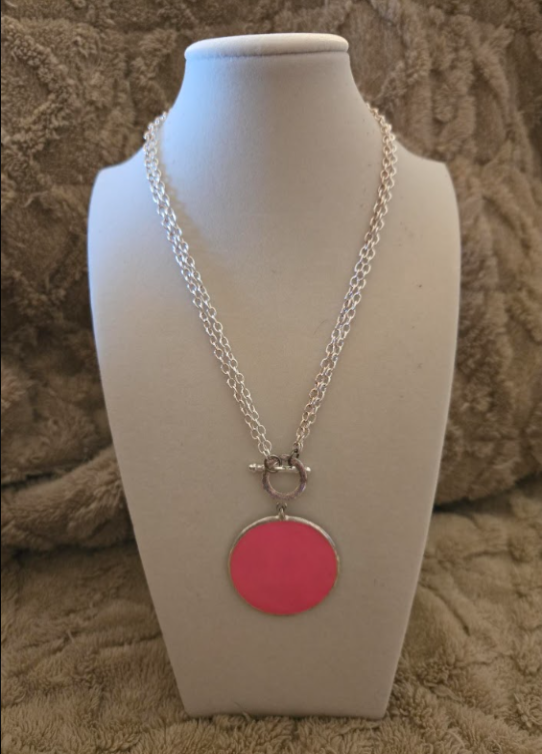 Pink Center Toggle Pendant Necklace