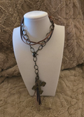 “Crossroads” Leather & Chain Tassel Necklace