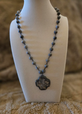 Gray Marbled Clover Stone Necklace