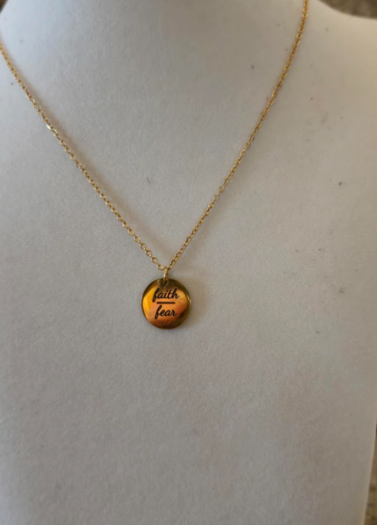 “Faith Over Fear” Gold Pendant Necklace