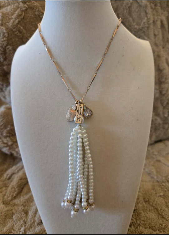 “Freeland Tassel” Pearl Charm Necklace