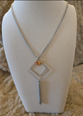 Silver Geometric Double‑Square Tassel Necklace