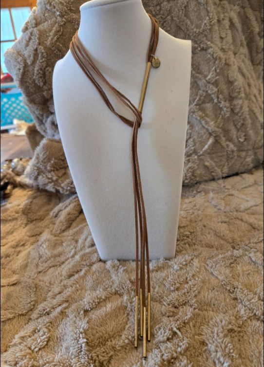 “Sable Bar” Leather Tassel Necklace