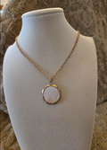 Gold Scalloped Mother‑of‑Pearl Pendant Necklace