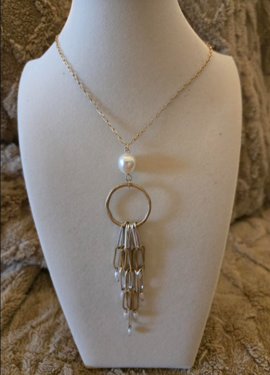 “Golden Drop” Pearl Cascade Necklace