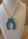“Turquoise Trails” Crescent Pendant Necklace
