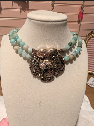 Tiger Agate Natural Stone Beaded Necklace-Boho Boutique Jewelry