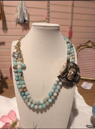 Tiger Agate Natural Stone Beaded Necklace-Boho Boutique Jewelry